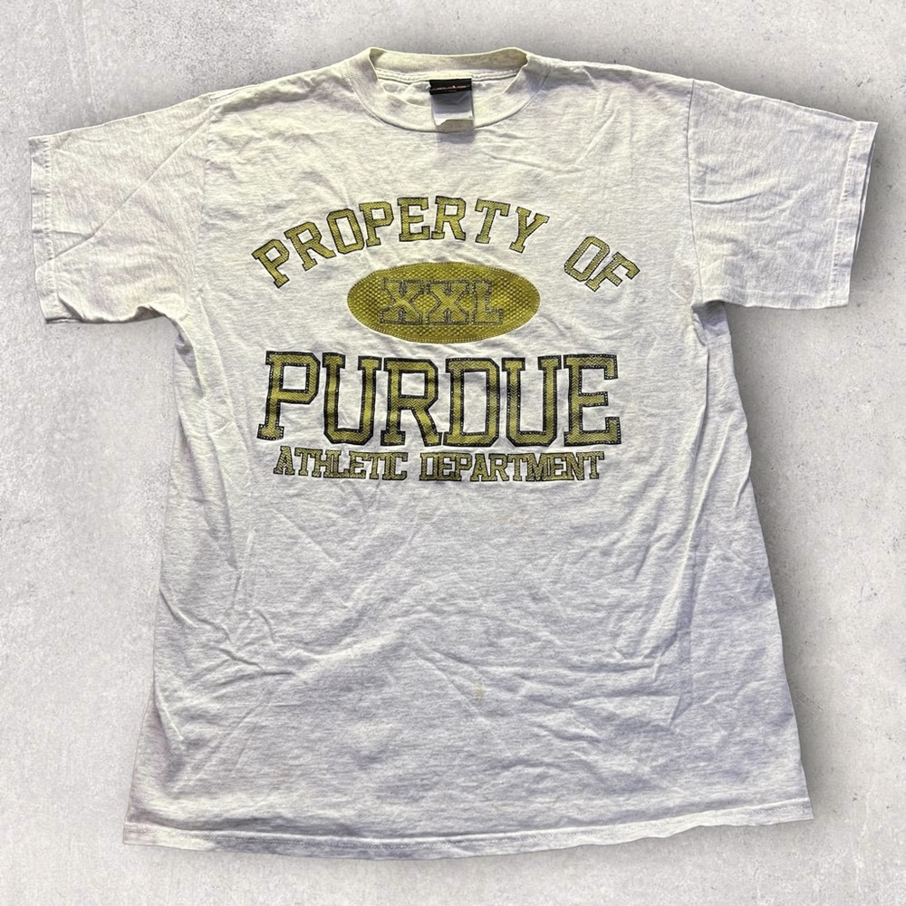 Vintage 90s Purdue University Graphic T Shirt Grey